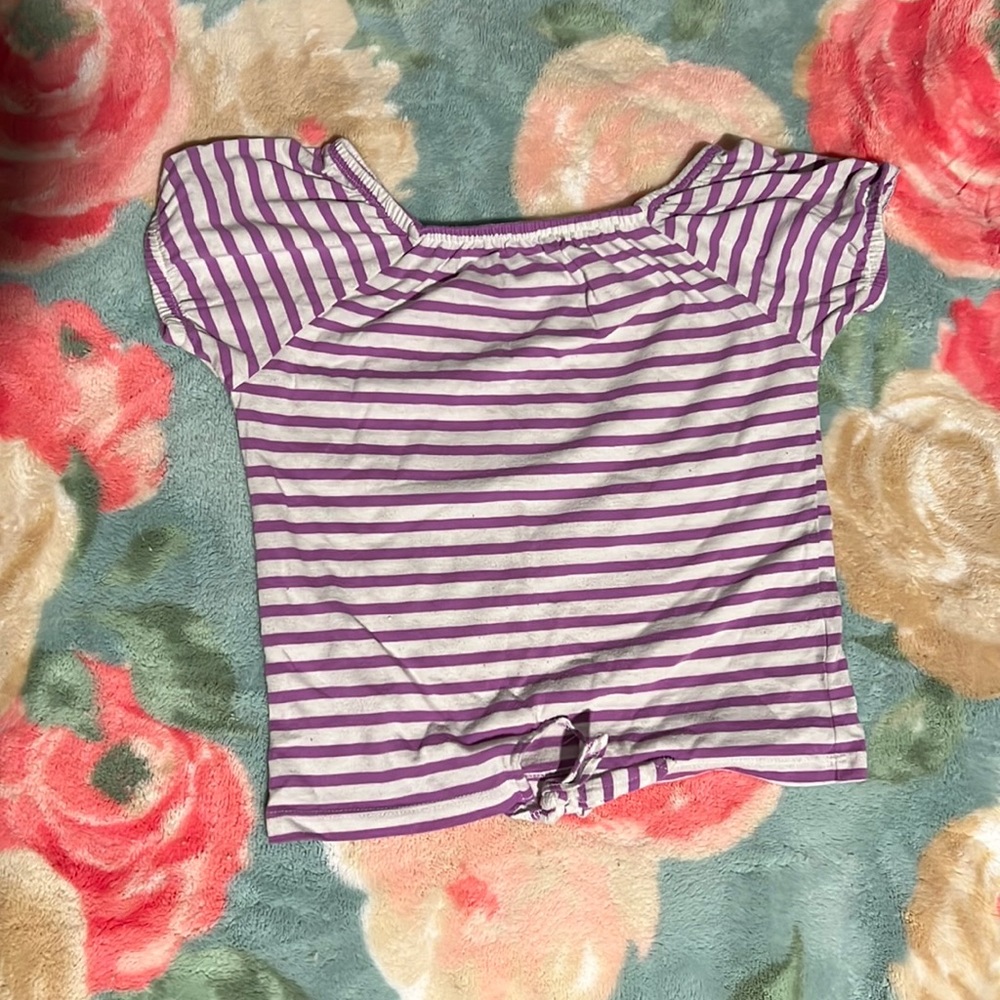 The Children’s Place small 5/6 purple and white stripe short sleeve shirt